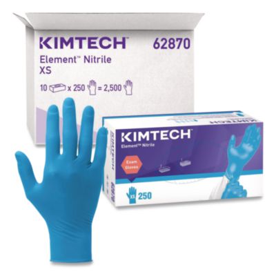 KIMBERLY CLARK Element Nitrile Exam Gloves, Powder-Free, AQL 1.5, X-Small, 3.2 mil Thick, 9.3" Long, Blue, 250/Box, 10 Boxes/Carton (62870)
