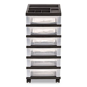 IRIS Six-Drawer Durable Storage Cart, Plastic, 15 lb Capacity, 12.13 x 14.38 x 26.38, Clear/Black (270013116862)