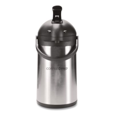 Coffee Pro Stainless Steel Airpot, 192 oz, Silver/Black (CPAP35)