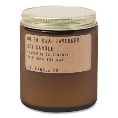 P.F. Candle Co. Ojai Lavender Soy Candle, 40 to 50 Hours Burn Time, 2.9 d x 3.5 h, 7.2 oz, Amber (SC35)