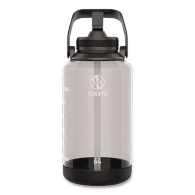 TAKEYA Tritan Motivational Plastic Water Bottle, 64 oz, Stormy Black (54145)