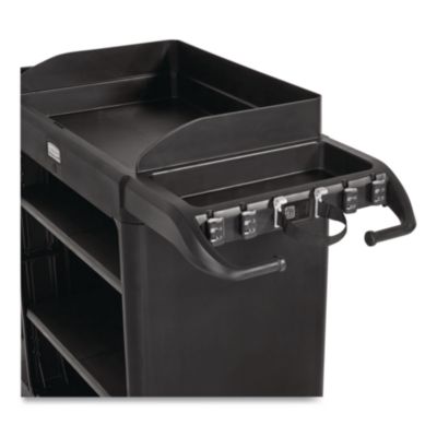 Vacuum Holder, For All Rubbermaid Commercial Full Size and Compact Housekeeping Carts, Plastic, Black, 6/Carton (2202571)