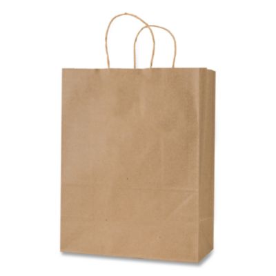 Inteplast Group Get Reddi Paper Bags, Pixie Size, 60# Basis Weight, Twisted Rope Handles, 10" x 5" x 13", Brown, 250/Carton (KRFTW10513)