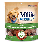 Milo's Kitchen Homestyle Dog Treats, Beef Sausage Slices with Rice, 10 oz Pouch, 5 Pouches/Carton (52775CS)