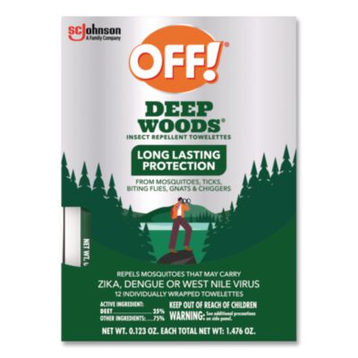 OFF! Deep Woods Towelettes, 12/Box, 12 Boxes/Carton (611072)