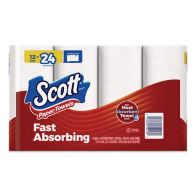 Scott Choose-A-Sheet Mega Kitchen Roll Paper Towels, White, 1-Ply, 6.5 x 11, 102 Sheets/Roll, 12 Rolls/Pack (55416)