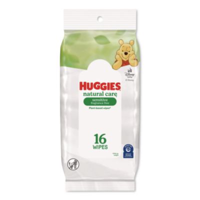 Huggies Natural Care Sensitive Baby Wipes, 6.6 x 6.86, Unscented, White, 16/Pack, 16 Packs/Carton (40706)