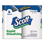 Scott Rapid-Dissolving Toilet Paper, Bath Tissue, Septic Safe, 1-Ply, White, 231 Sheets/Roll, 4 Rolls/Pack, 12 Packs/Carton (47617)