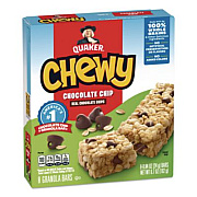 Quaker Granola Bars, Chewy Chocolate Chip, 0.84 oz Individually Wrapped, 8/Box (QUA31182)