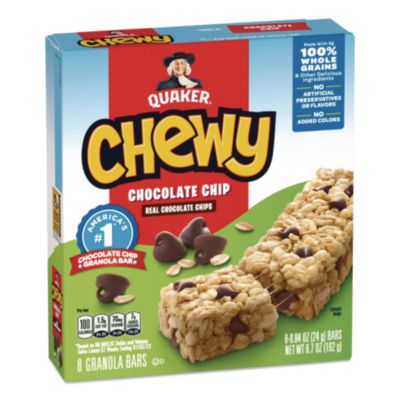 Quaker Granola Bars, Chewy Chocolate Chip, 0.84 oz Individually Wrapped, 8/Box (QUA31182)