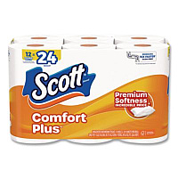 Scott ComfortPlus Toilet Paper, Double Roll, Bath Tissue, Septic Safe, 1-Ply, White, 231 Sheets/Roll, 12 Rolls/Pack, 4 Packs/Carton (47618)