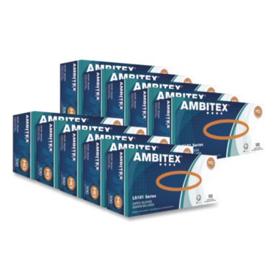 AMBITEX L5101 Series Powdered Latex Gloves, Medium, 4 mil Thick, 9" Long, Cream, 100/Box, 10 Boxes/Carton (LMD5101)