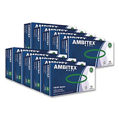 AMBITEX V5101 Series Latex-Free Lightly Powdered Vinyl Gloves, X-Large, 3 mil Thick, 9" Long, Clear, 100/Box, 10 Boxes/Carton (VXL5101)