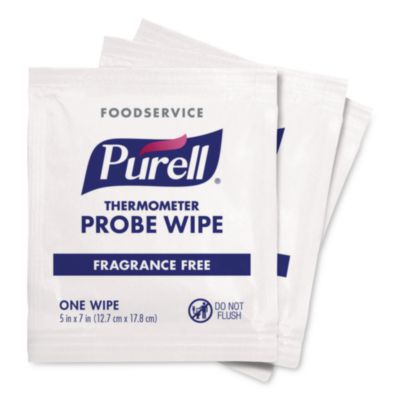 PURELL Foodservice Thermometer Probe Wipes, Individually Wrapped, 7 x 5, Fragrance-Free, White, 1,000/Carton (92111M)
