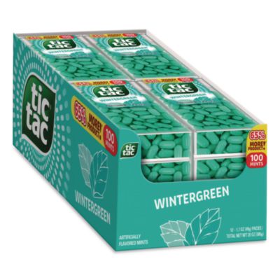 Tic Tac Breath Mints, Wintergreen, 1.7 oz Bottle, 12 Bottles/Carton (24100012)