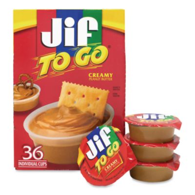 Jif To Go Spreads, Creamy Peanut Butter, 1.5 oz Cup, 36 Cups/Carton (22000535)