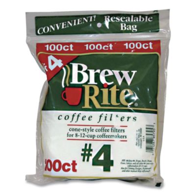 Brew Rite Paper Cone Filters, 8 to 12 Cup Size, Cone, 40/Pack (46041)