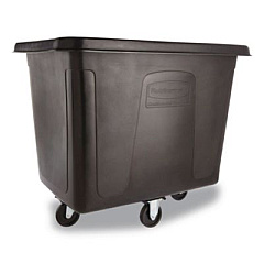 Rubbermaid Commercial Cube Truck, 119.7 gal, 500 lb Capacity, Plastic/Metal, Black (FG461600BLA)