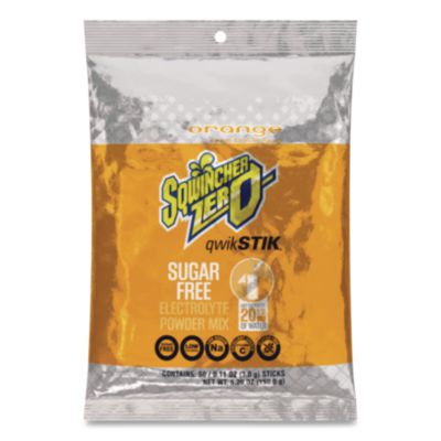 Sqwincher Sugar-Free Qwik Stik Energy Drink Mix, Orange, 1.26 oz Packet, 50/Pack (060100OR)