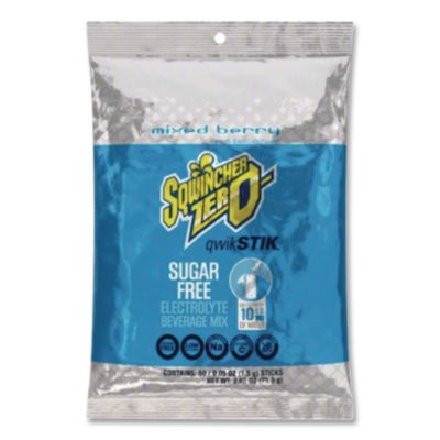 Sqwincher Sugar-Free Qwik Stik Energy Drink Mix, Berry, 1.26 oz Packet, 50/Pack (060101MB)