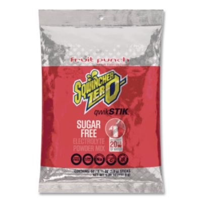 Sqwincher Sugar-Free Qwik Stik Energy Drink Mix, Fruit Punch, 1.26 oz Packet, 50/Pack (060102FP)