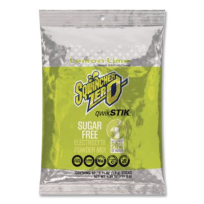 Sqwincher Sugar-Free Qwik Stik Energy Drink Mix, Lemonade, 1.26 oz Packet, 50/Pack (060103LA)