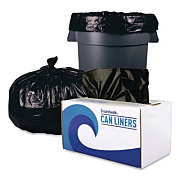 Boardwalk Reprocessed Resin Can Liners, 60 gal, 1.2 mil, 38 x 58, Black, 50 Bags/Carton (519E)