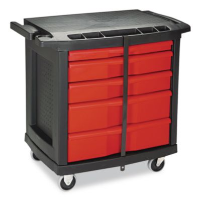 Rubbermaid Commercial Five-Drawer Mobile Workcenter, 32.63w x 19.9d x 33.5h, Black Plastic Top (773488)