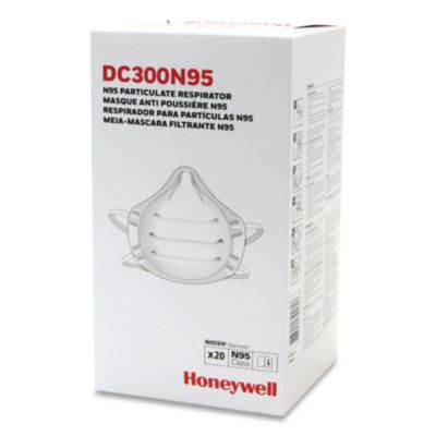 Honeywell ONE-Fit N95 Single-Use Molded-Cup Particulate Respirator, One Size Fits Most, White, 10/Pack (DC300N95)