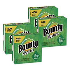 Bounty Quilted Napkins, 1-Ply, 12.1 x 12, White, 400/Pack, 4 Packs/Carton (19096)
