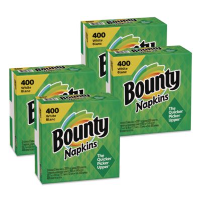 Bounty Quilted Napkins, 1-Ply, 12.1 x 12, White, 400/Pack, 4 Packs/Carton (19096)