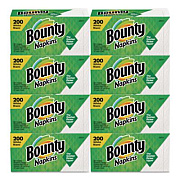 Bounty Quilted Napkins, 1-Ply, 12.1 x 12, White, 200/Pack, 8 Packs/Carton (96595CT)