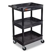Luxor ENDURA Three-Shelf Utility Cart, Plastic, 300 lb Capacity, 26.5" x 18.5" x 39.25", Black (STC111B)