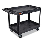 Luxor WORKLOAD Two-Shelf Heavy-Duty Industrial Utility Cart, Plastic, 500 lb Capacity, 45.5" x 25.5" x 33", Black (XLC11B)