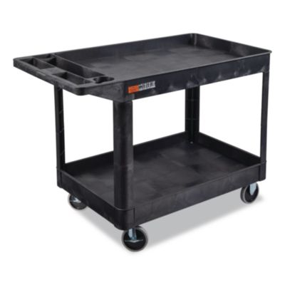 Luxor WORKLOAD Two-Shelf Heavy-Duty Industrial Utility Cart, Plastic, 500 lb Capacity, 45.5" x 25.5" x 33", Black (XLC11B)