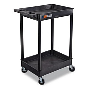 Luxor ENDURA Two-Shelf Utility Cart, Plastic, 300 lb Capacity, 26.5" x 18.5" x 37.5", Black (STC11B)