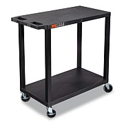 Luxor TUFFY XL Two-Shelf Multipurpose Utility Cart, Plastic, 400 lb Capacity, 35.25" x 18" x 33, Black (EC22B)