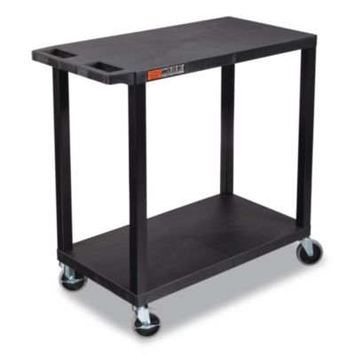 Luxor TUFFY XL Two-Shelf Multipurpose Utility Cart, Plastic, 400 lb Capacity, 35.25" x 18" x 33, Black (EC22B)