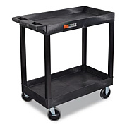 Luxor TUFFY XL Two-Shelf Heavy-Duty Multipurpose Utility Cart, Plastic, 500 lb Capacity, 35.25" x 18" x 35.5", Black (EC11HDB)