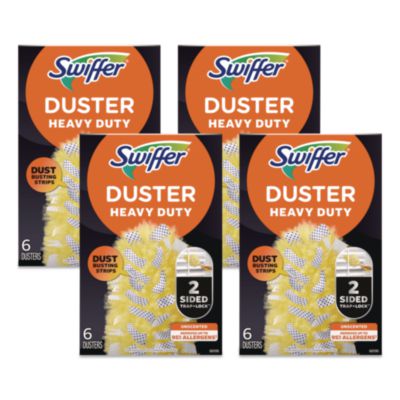 Swiffer Heavy Duty Dusters Refill, Dust Lock Fiber, Yellow, 6/Box, 4 Boxes/Carton (21620CT)