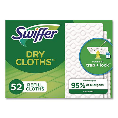 Dry Refill Cloths, 1-Ply, 10.4" x 8", White, 52/Pack (81216PK)