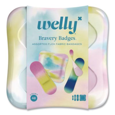 welly Bravery Badges, General Purpose, Fabric, Assorted Sizes/Colors, 48/Pack (44048)