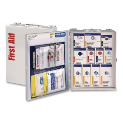 First Aid Only SmartCompliance First Aid Cabinet Without Medication, 112 Pieces, Metal Case (1050FAE0103)