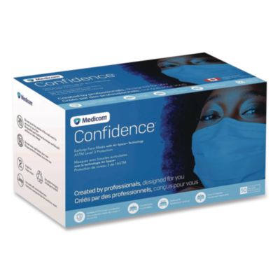 PRI-MED Medicom Confidence Ear Loop Face Mask with Air Space Technology, Polypropylene, One Size Fits Most, 50/Box,10 Boxes/Carton (214115CANCT)