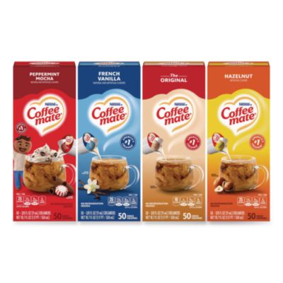 Coffee mate Liquid Coffee Creamer, French Vanilla/Hazelnut/Original//Peppermint Mocha, 0.38 oz Mini Cups, 200/Carton (28300012)