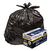 AEP Industries Inc. Heavy-Duty Contractor Clean-Up Bags, 60 gal, 3 mil, 32" x 50", Black, 20/Carton (186470)