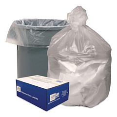 Good 'n Tuff Waste Can Liners, 10 gal, 6 mic, 24" x 24", Natural, 50 Bags/Roll, 20 Rolls/Carton (GNT2424)