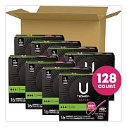 U by Kotex Click Compact Tampons, Super Absorbency, 16/Pack, 8 Packs/Carton (51581)