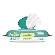 Pampers Sensitive Baby Wipes, 1-Ply, 6.8 x 7, Unscented, White, 56/Pack (87076EA)