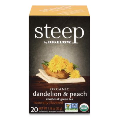 Bigelow steep Tea, Dandelion and Peach, 1.18 oz Tea Bag, 20/Box (17715)